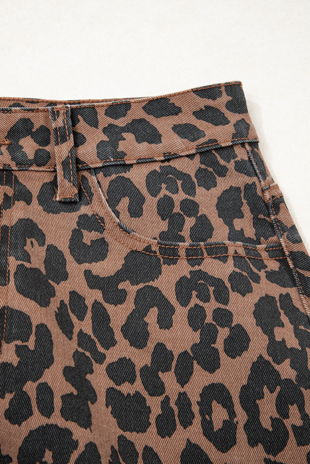 LC78112Luke &; Estelle “Run Wild” Leopard Denim Midi Skirt