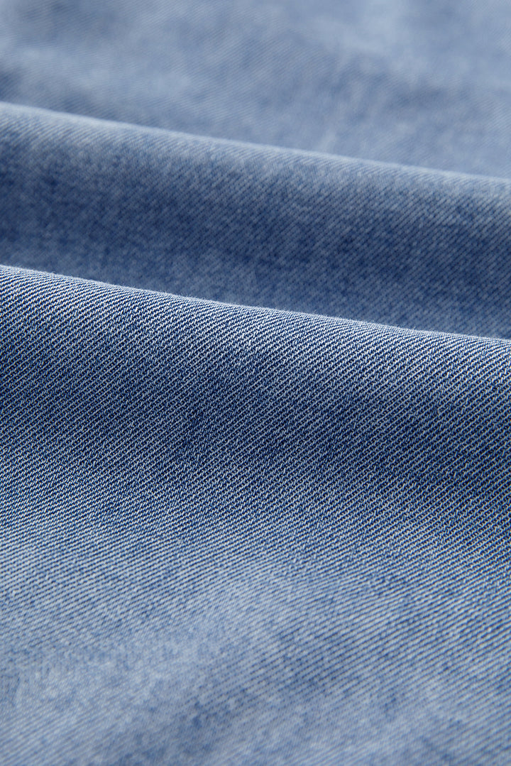 Denim Daydream Pintuck Tie Blouse 💙