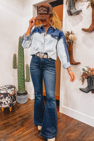 Wild Heart Two-Tone Denim Button Up