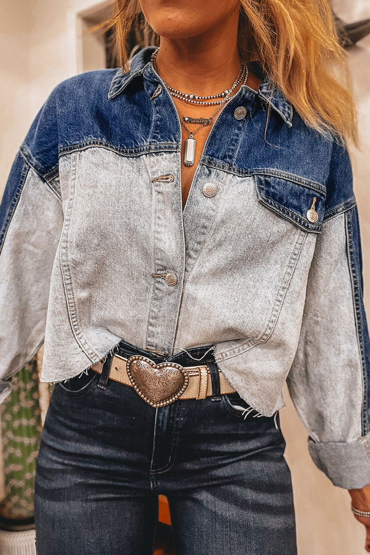 Wild Heart Two-Tone Denim Button Up