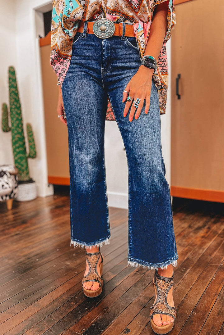 High Noon Vintage Flare Jeans – Raw Hem Denim
