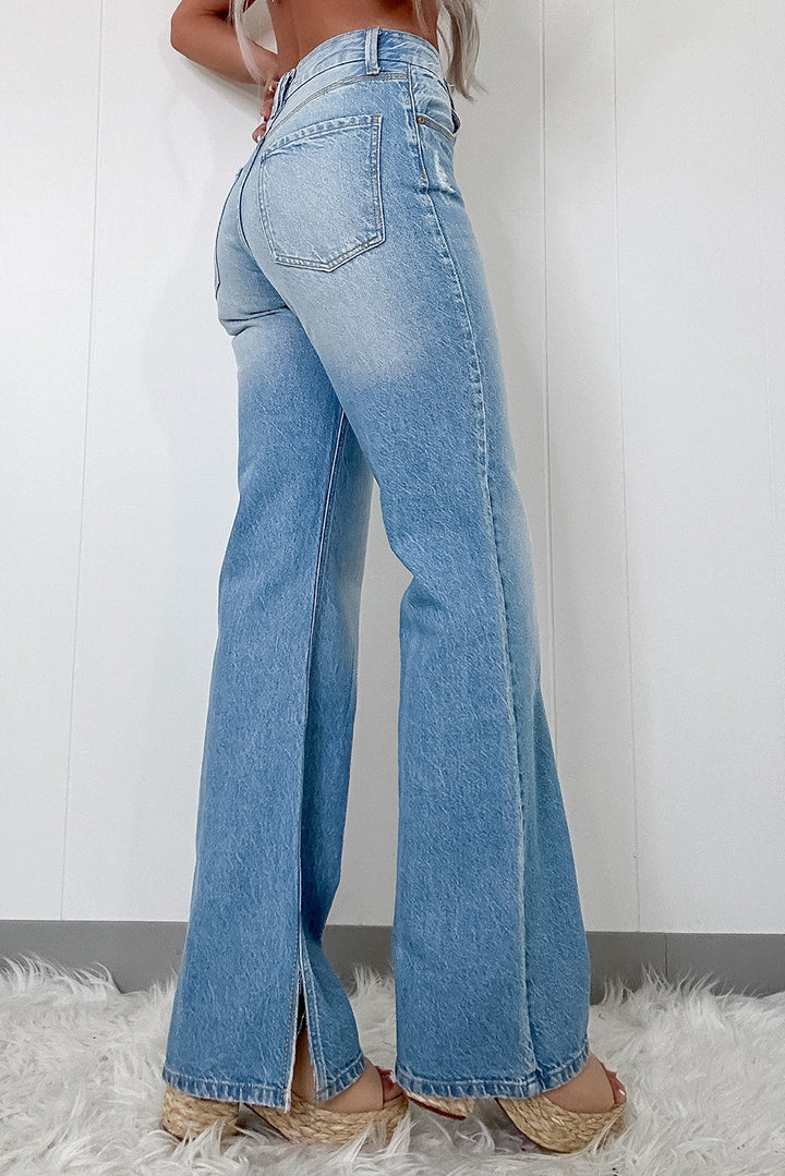 Luke & Estelle “Dream Fit” High-Rise Front Slit Wide-Leg Jeans – Exclusive to BHB Boutique