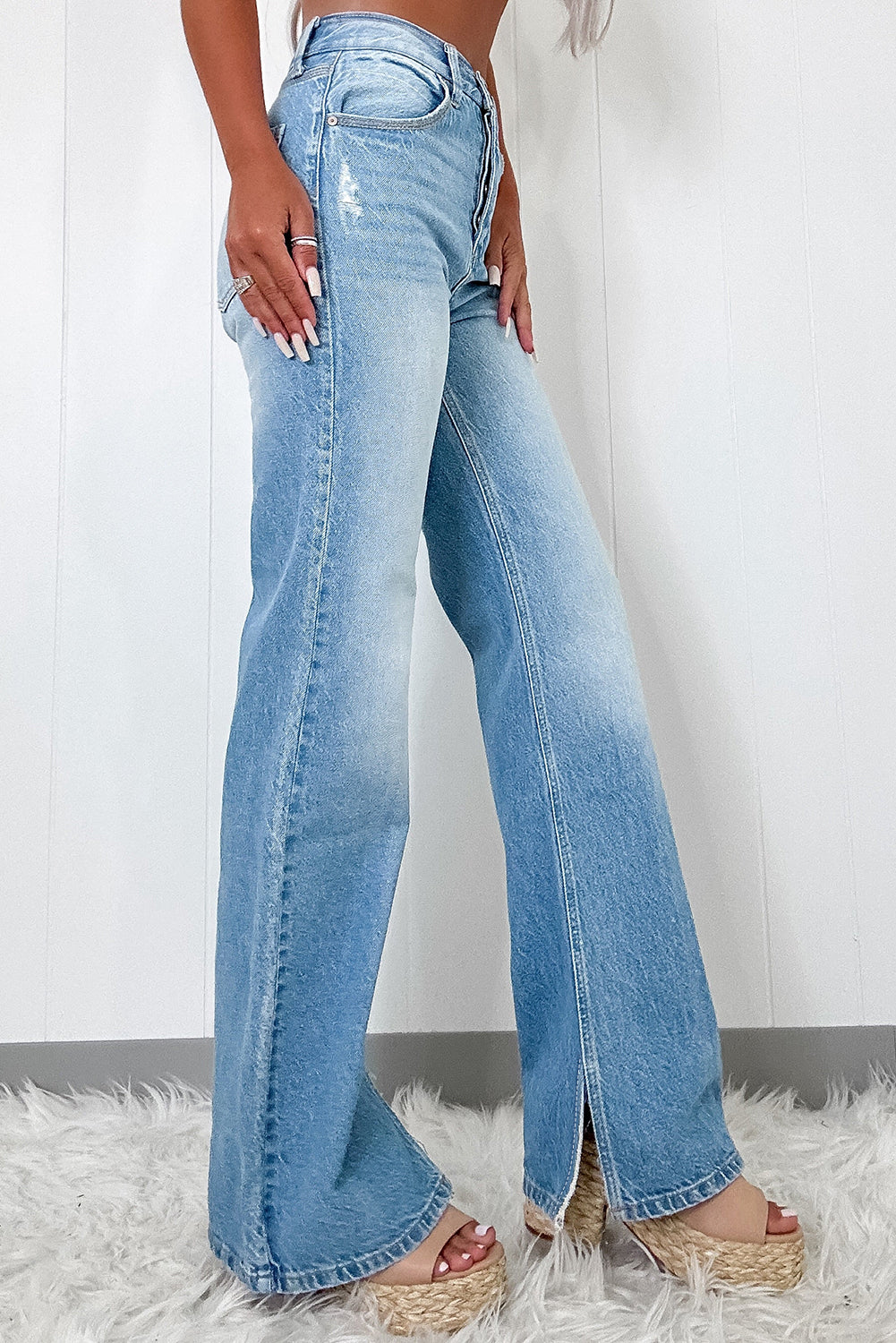 Luke & Estelle “Dream Fit” High-Rise Front Slit Wide-Leg Jeans – Exclusive to BHB Boutique