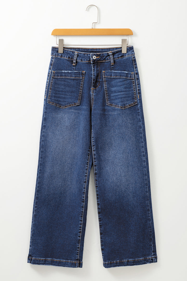 City-Cool Patch Pocket Wide-Leg Jeans