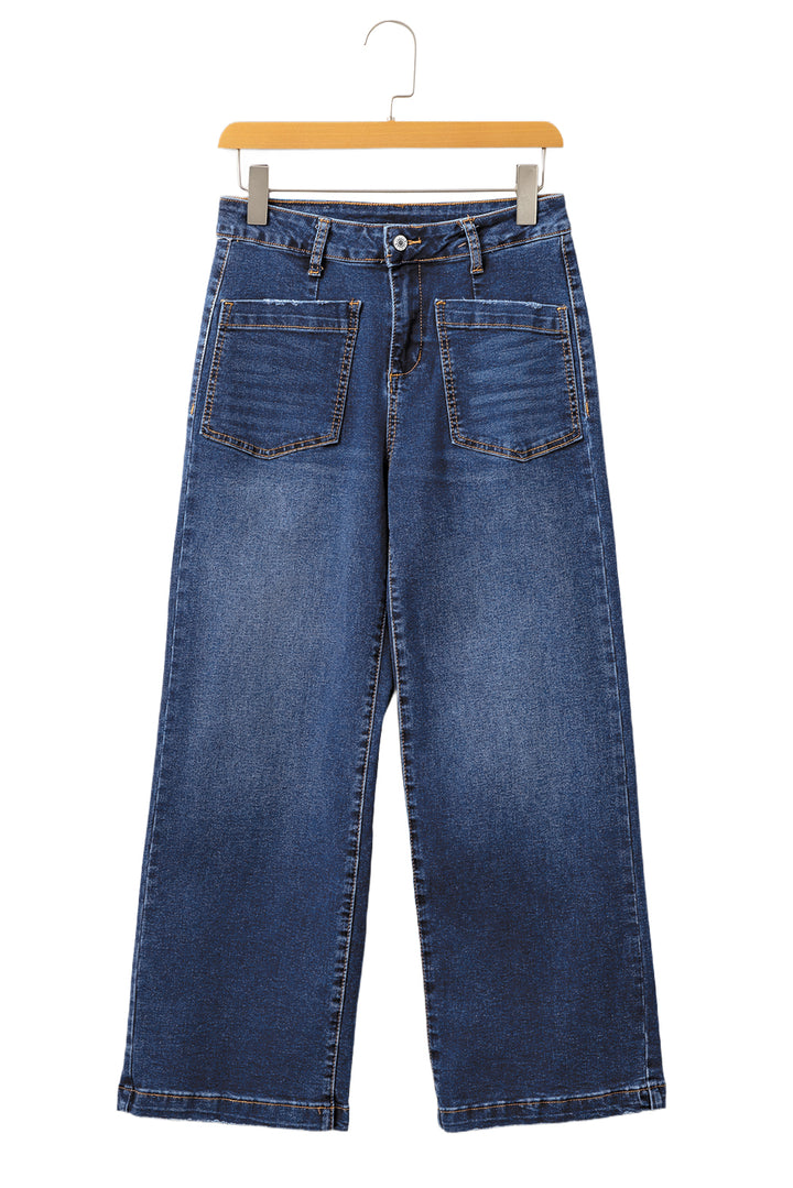 City-Cool Patch Pocket Wide-Leg Jeans