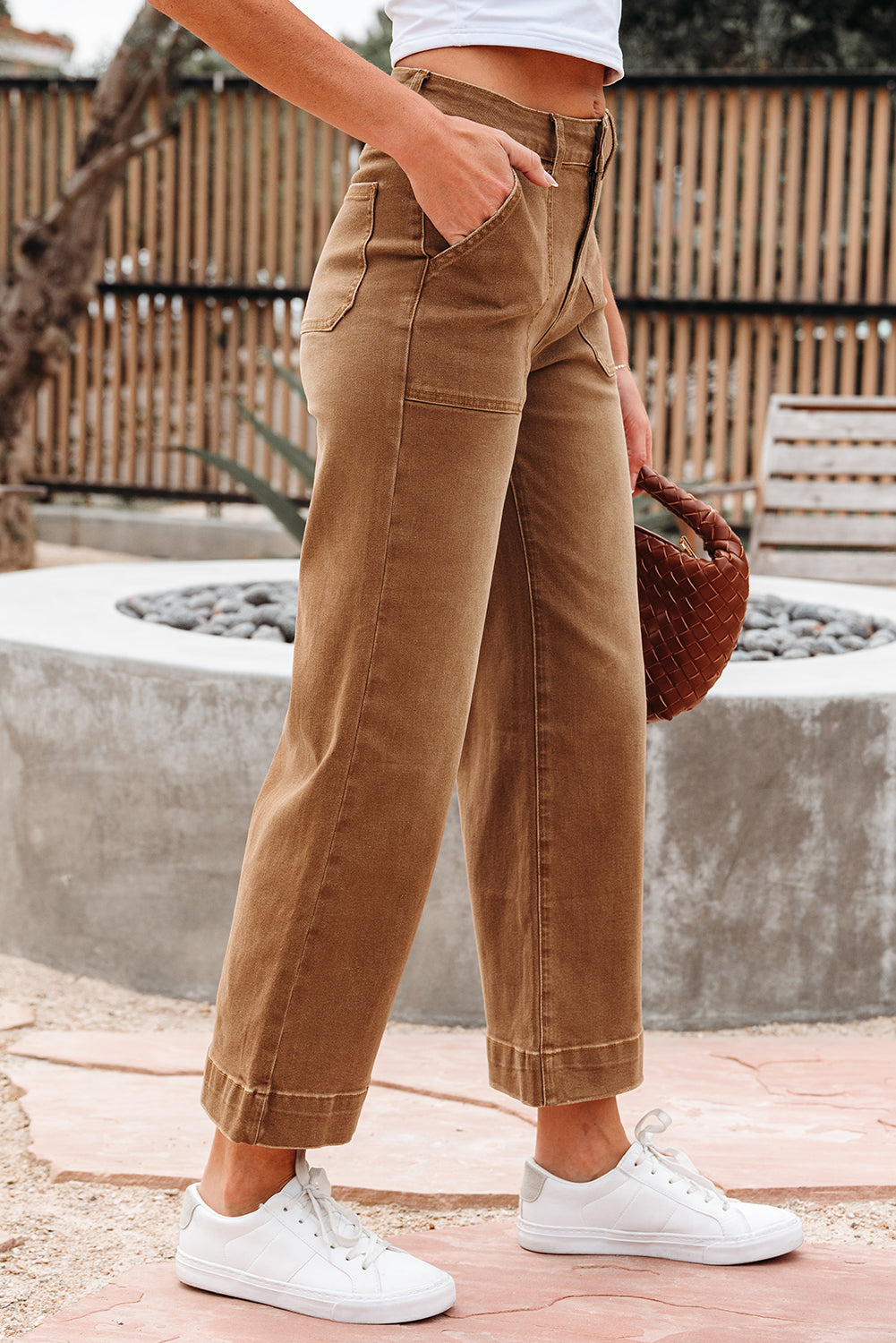 Trailblazer High-Rise Cropped Wide-Leg Jeans – Caramel