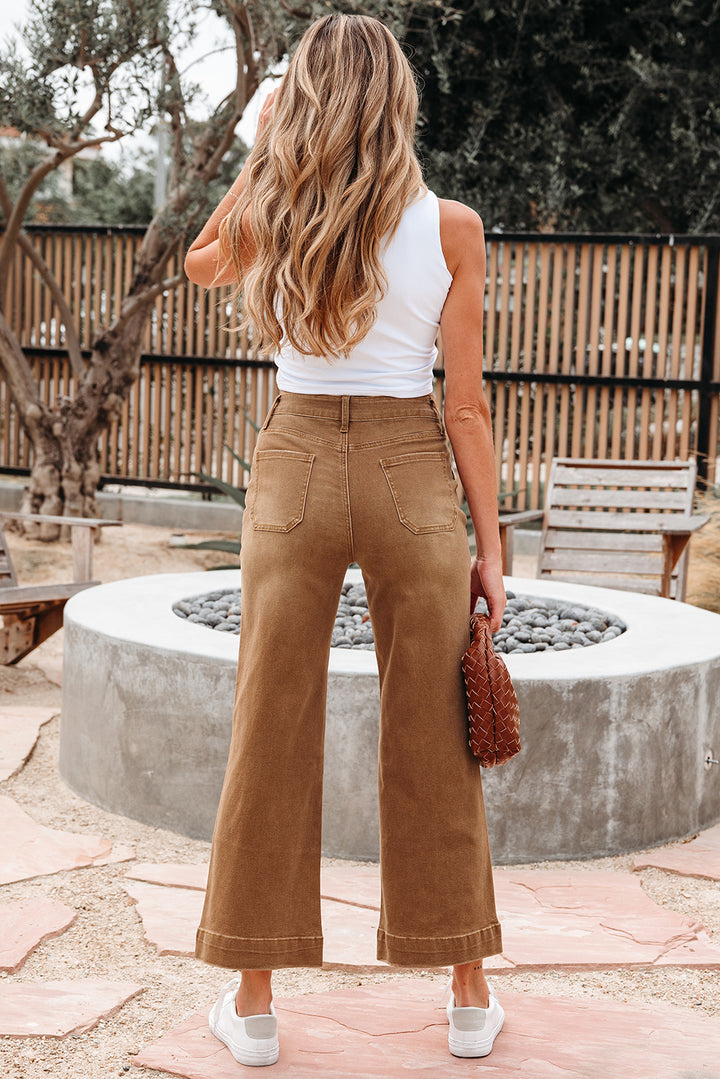 Trailblazer High-Rise Cropped Wide-Leg Jeans – Caramel
