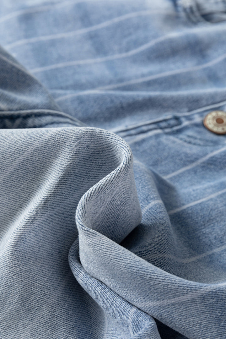 Luke & Estelle “Pinstripe Perfection” Button Fly Cropped Wide Leg Jeans 👖✨