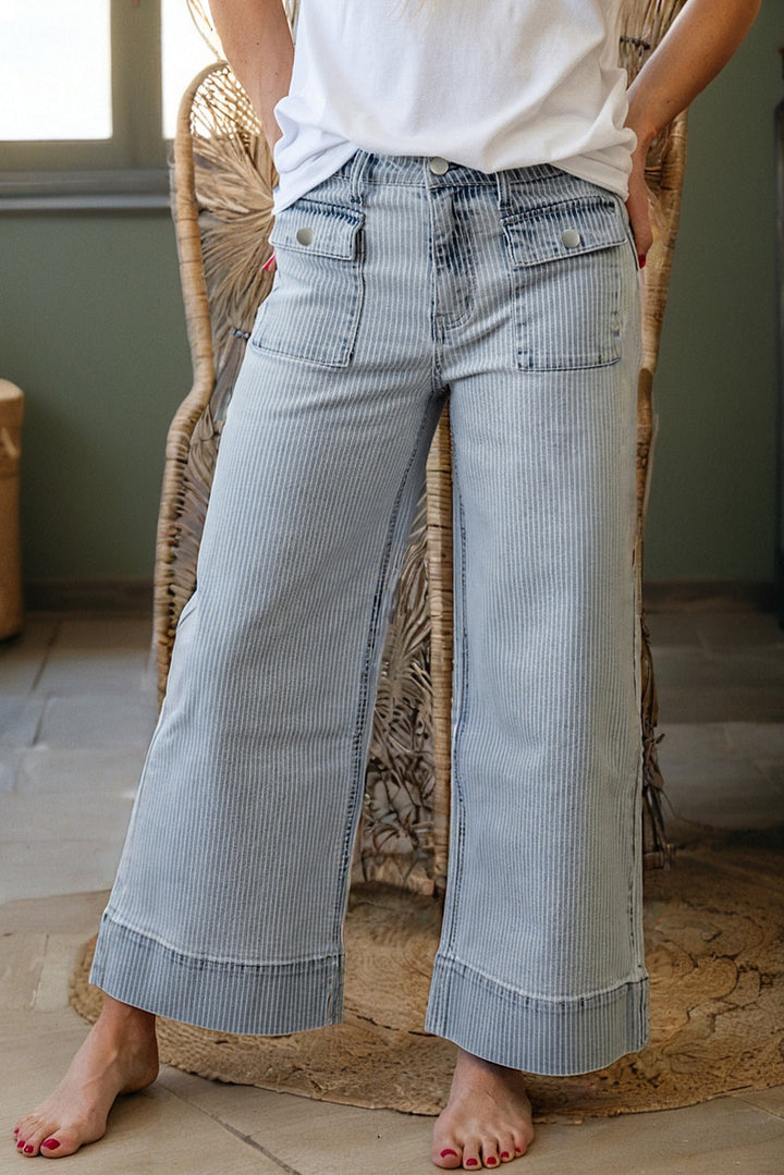 Main Street Pinstripe Wide-Leg Jeans