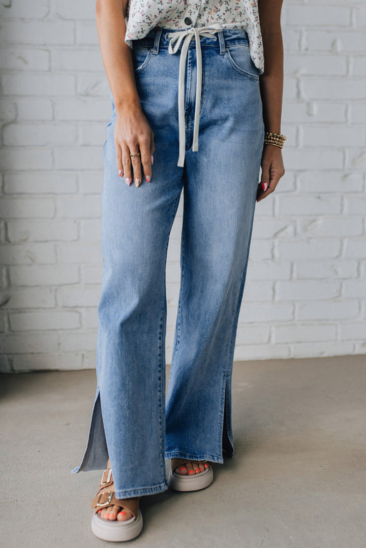 Luke & Estelle “Weekend Luxe” Wide Leg Denim Pants