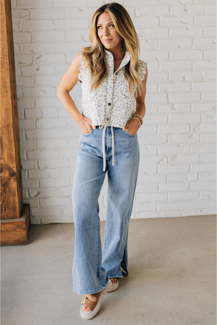 Luke & Estelle “Weekend Luxe” Wide Leg Denim Pants