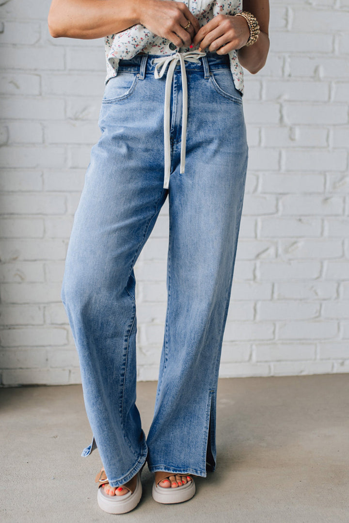 Luke & Estelle “Weekend Luxe” Wide Leg Denim Pants