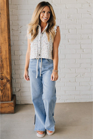 Luke & Estelle “Weekend Luxe” Wide Leg Denim Pants