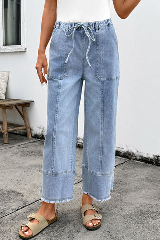 Easy Tide Drawstring Denim Pants by Luke & Estelle