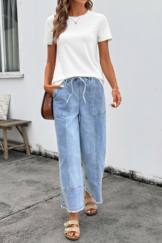 Easy Tide Drawstring Denim Pants by Luke & Estelle