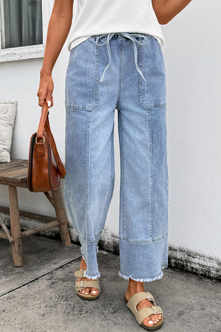 Easy Tide Drawstring Denim Pants by Luke & Estelle