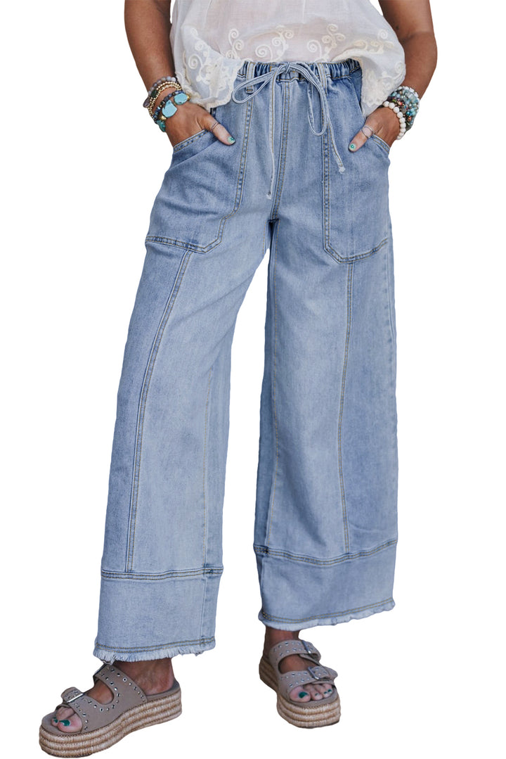 Coastal Ease Wide-Leg Drawstring Denim