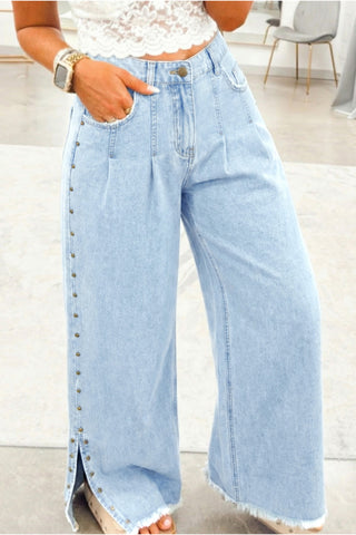Luke & Estelle -The Uptown Studded Wide Leg Denim
