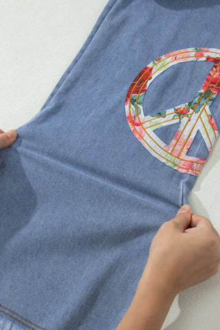 Flower Child Peace Patch Wide Leg Jeans