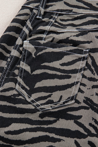 Savannah Luxe Zebra High-Rise Barrel Leg Denim