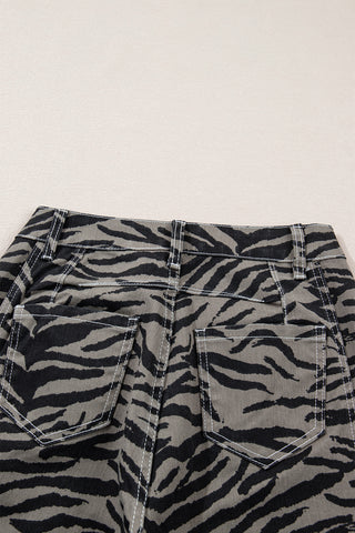 Savannah Luxe Zebra High-Rise Barrel Leg Denim