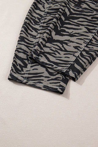 Savannah Luxe Zebra High-Rise Barrel Leg Denim