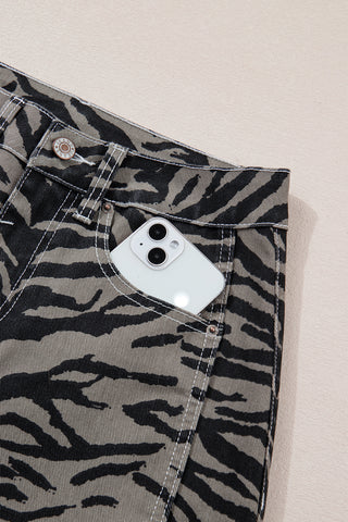 Savannah Luxe Zebra High-Rise Barrel Leg Denim
