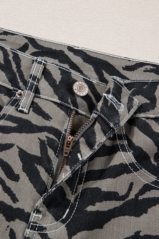 Savannah Luxe Zebra High-Rise Barrel Leg Denim
