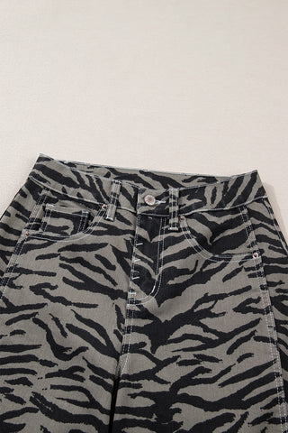 Savannah Luxe Zebra High-Rise Barrel Leg Denim