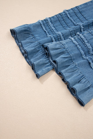 Prairie Belle Ruffle Hem Denim Pants by Luke & Estelle