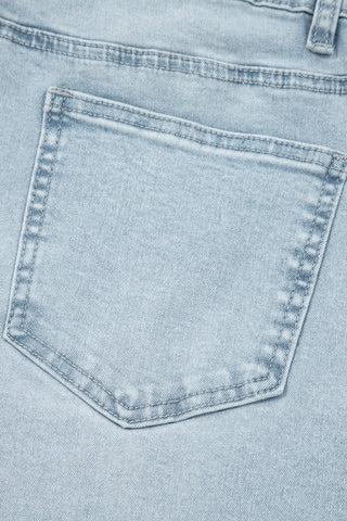 Close-up of a blue denim pocket