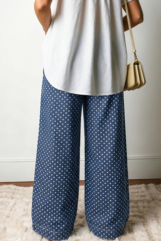 Luke & Estelle Penny Dot Pleated Wide Leg Jeans