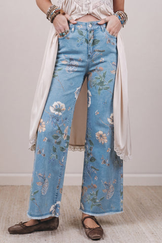 Luke & Estelle Garden Muse Floral Wide-Leg Jeans