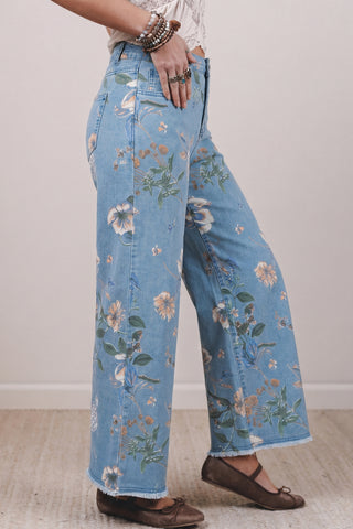 Luke & Estelle Garden Muse Floral Wide-Leg Jeans