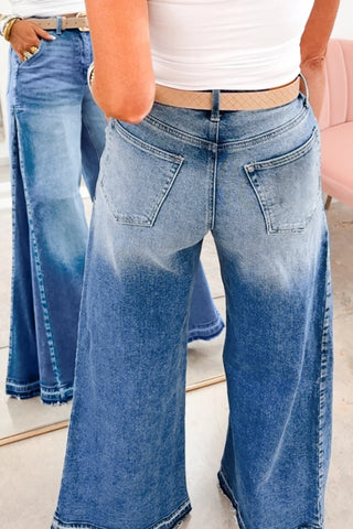 Riverbend Wash Side Seam Wide Flare Leg Jeans