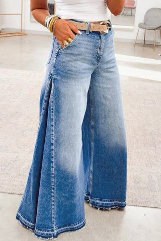 Riverbend Wash Side Seam Wide Flare Leg Jeans