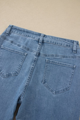 Twilight Wash Rivet Side Seam Straight Leg Jeans