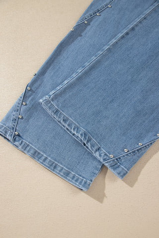 Twilight Wash Rivet Side Seam Straight Leg Jeans