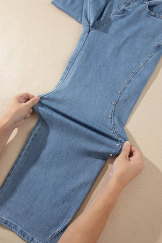 Twilight Wash Rivet Side Seam Straight Leg Jeans