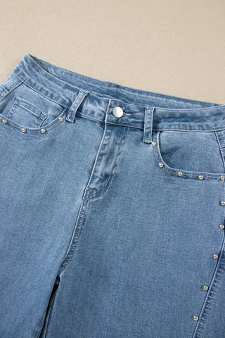 Twilight Wash Rivet Side Seam Straight Leg Jeans