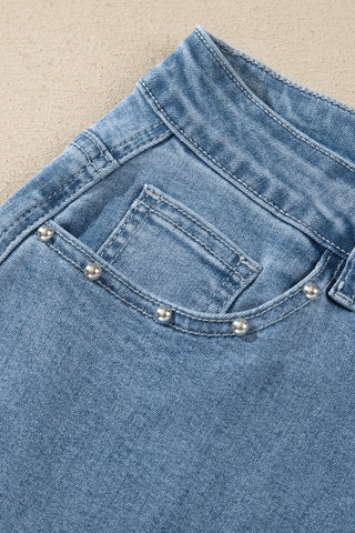 Twilight Wash Rivet Side Seam Straight Leg Jeans