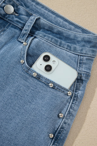 Twilight Wash Rivet Side Seam Straight Leg Jeans