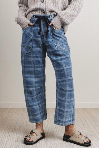 Luke & Estelle Homestead Plaid Drawstring Ankle Jeans