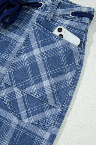 Luke & Estelle Homestead Plaid Drawstring Ankle Jeans