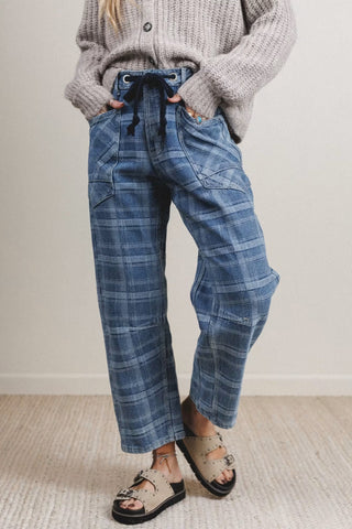 Luke & Estelle Homestead Plaid Drawstring Ankle Jeans