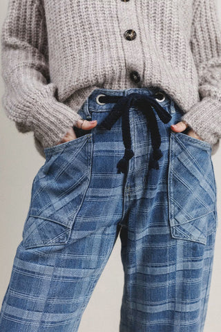 Luke & Estelle Homestead Plaid Drawstring Ankle Jeans