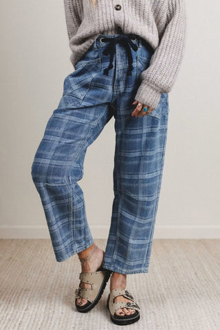 Luke & Estelle Homestead Plaid Drawstring Ankle Jeans