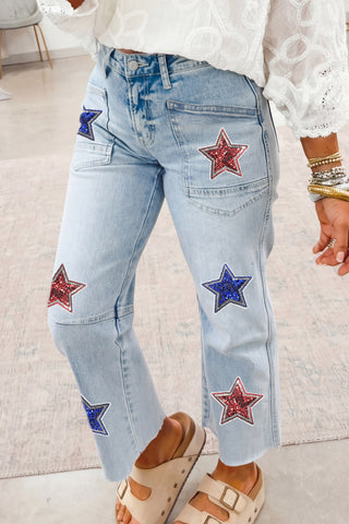Luke & Estelle Star-Spangled Straight Leg Jeans