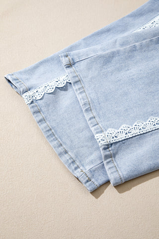 Chantilly Lace Trim Wide Leg Jeans