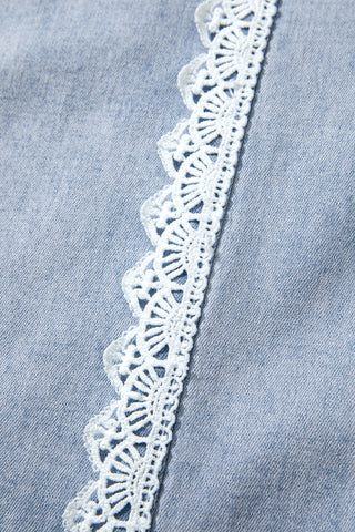 Chantilly Lace Trim Wide Leg Jeans